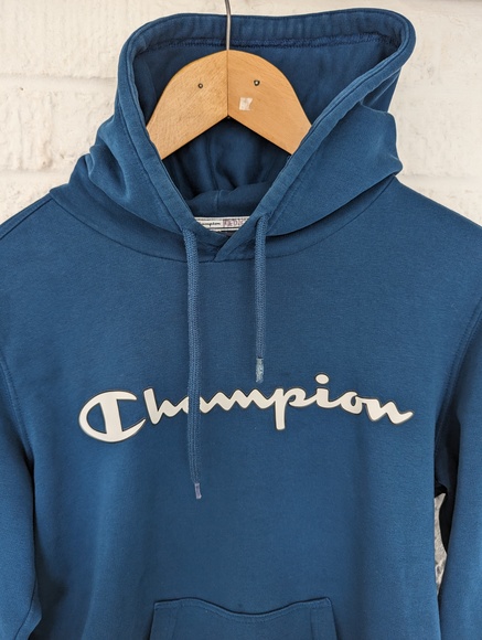 Champion Spellout Hoodie - Size XS - Teal - Cotton - P2P 21" - Picture 6 of 7